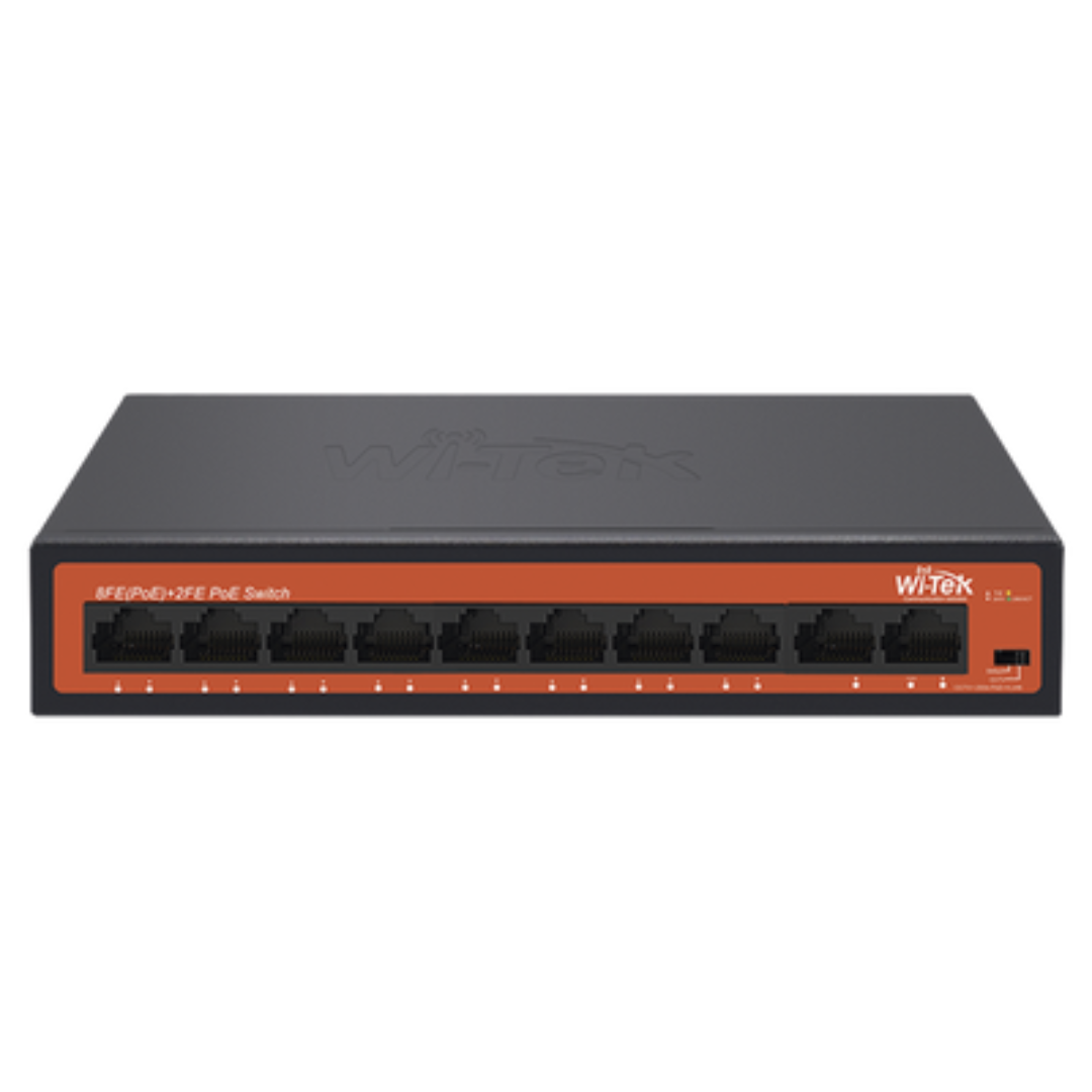 PoE Switch Ideal for CCTV with 10 FE Ports, 8 of which are PoE+ with transmission up to 250m, Port Isolation Function, PoE Watchdog Detects that Reboots Unresponsive PoE-powered Device
