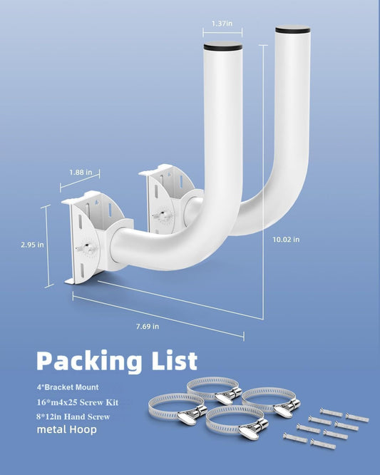 2-Pack Adjustable J-Pole Mounting Brackets for Starlink & Outdoor Antennas – Weather Resistant