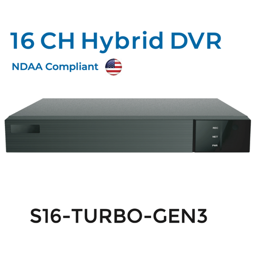 S16-TURBO-GEN3 DVR 16CH TurboHD 1080p + 2IP Hybrid H.265