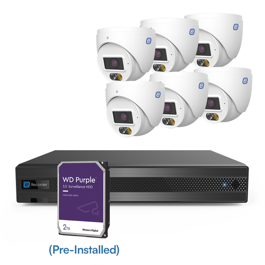 Kit  IP 8 Canales 8MP EPCOM – 6 Cámaras Turret Doble Luz 4MP + HDD WD Purple 2TB XK84DL-GEN3